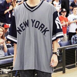 Cooperstown Collection Jersey Shirt N.Y. Baseball Men's Size 2XL Gray/Blue